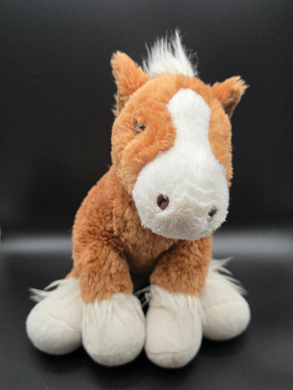 Build A Bear Pawsome Pony Horse Stuffed Animal Brown White Clydesdale 13”
